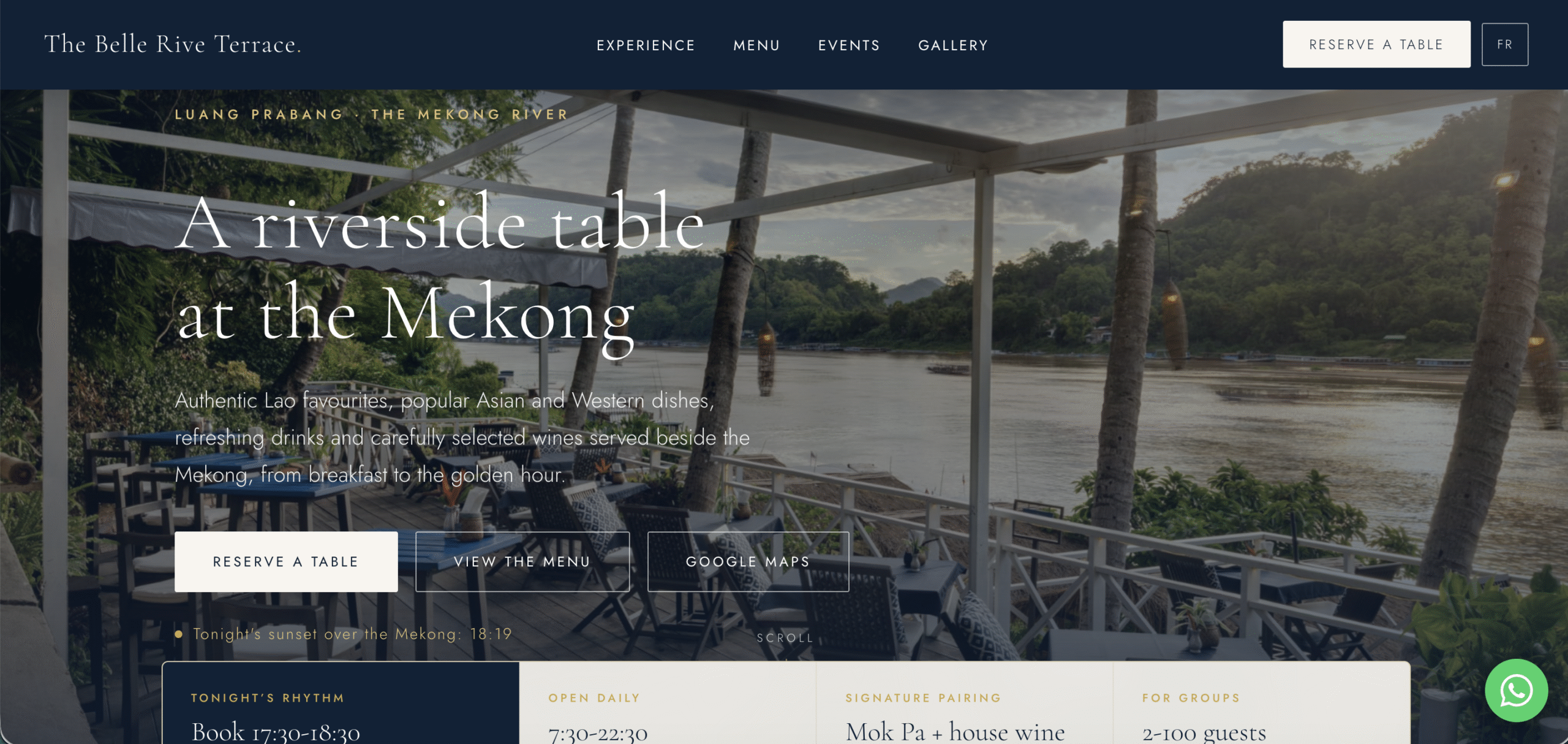Responsive web design for The Belle Rive Terrace Laos