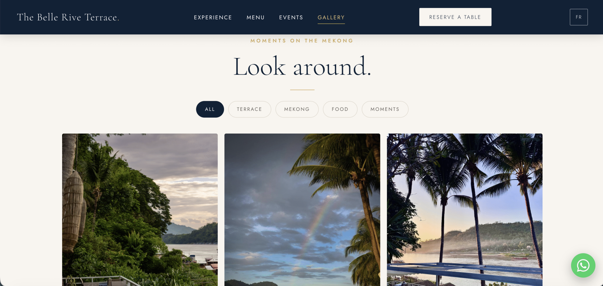Restaurant website design for The Belle Rive Terrace in Luang Prabang